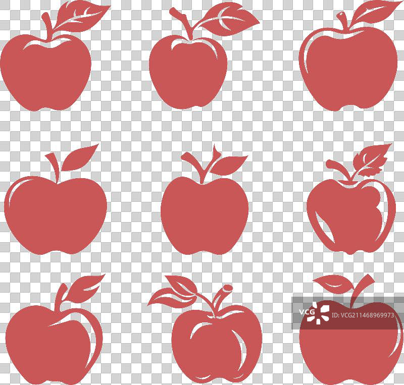 苹果剪影水果组合图片素材