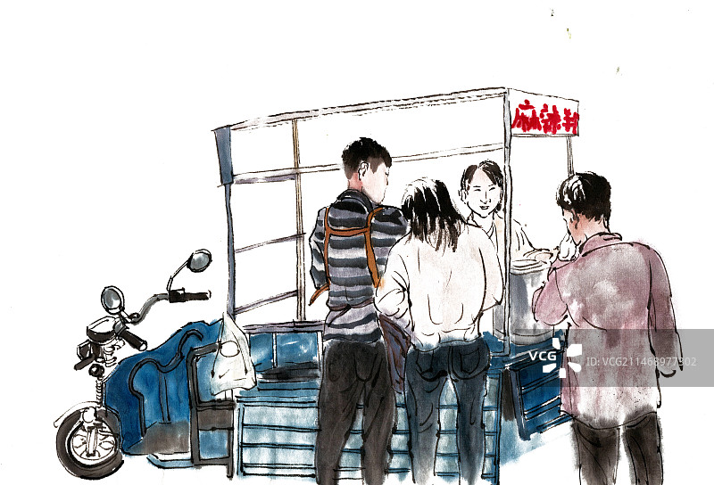 卖麻辣羊蹄的男子图片素材