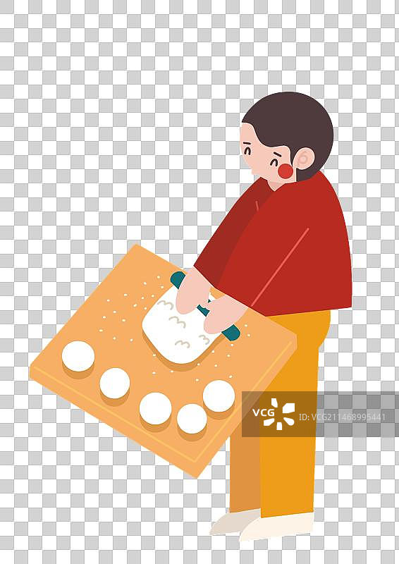 扁平风格 元宵节元素 杆汤圆皮 擀面动作图片素材