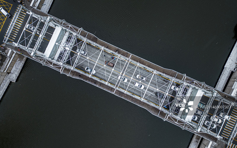 航拍视角下的天津解放桥图片素材