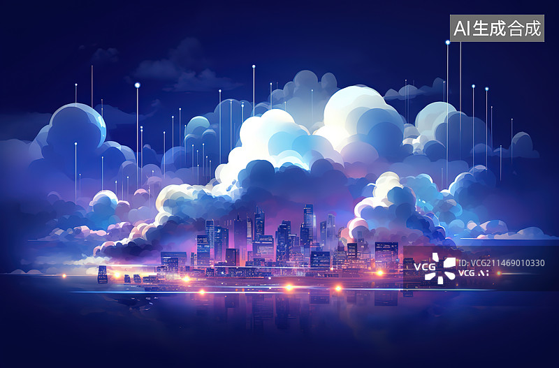 【AI数字艺术】城市风光大数据概念图片素材