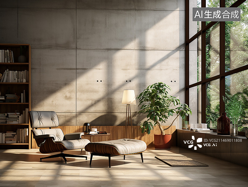 【AI数字艺术】现代室内设计读书椅图片素材