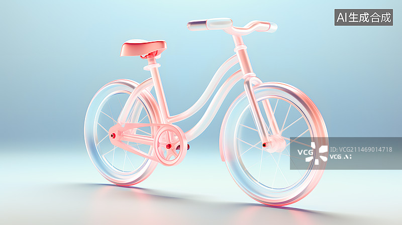 【AI数字艺术】3D透明渐变玻璃质感自行车素材图片素材
