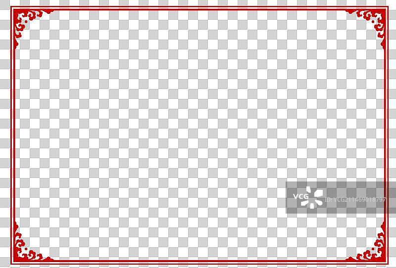 中式红色花纹边框素材图片素材