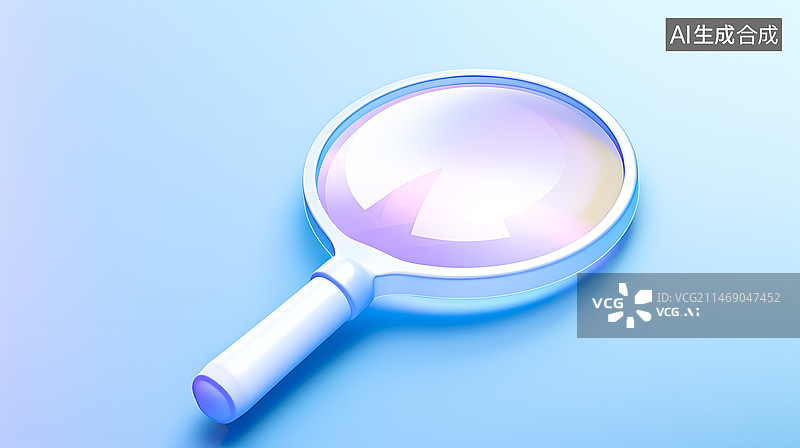 【AI数字艺术】蓝色渐变放大镜图片素材