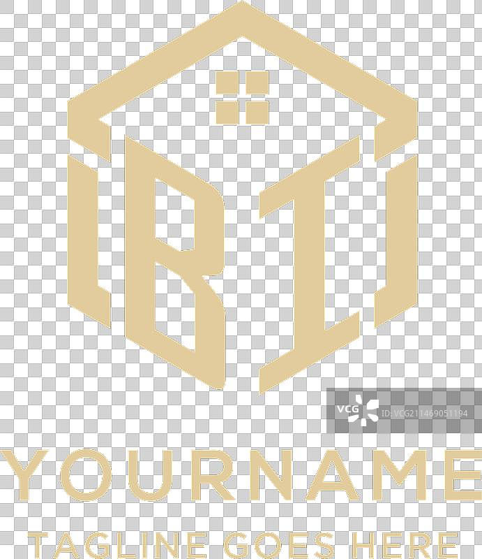 字母BI抽象房屋屋顶六边形标志图片素材