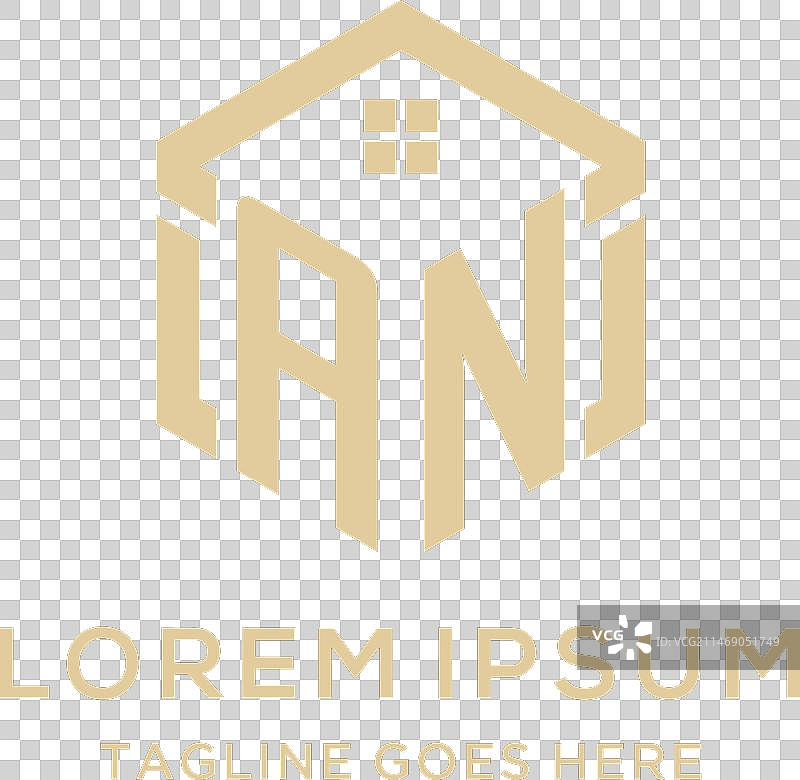 AN首字母抽象房屋屋顶六边形标志图片素材