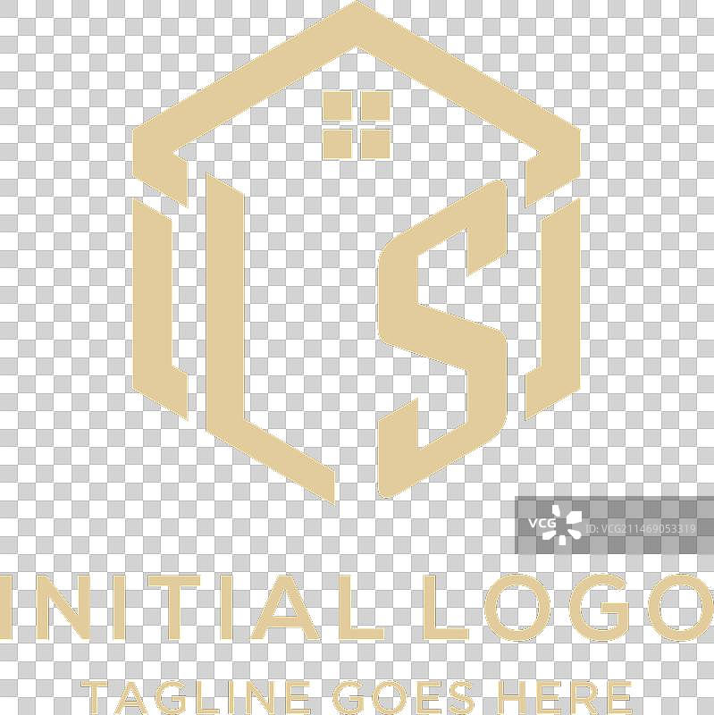 字母LS抽象房屋屋顶六边形Logo图片素材