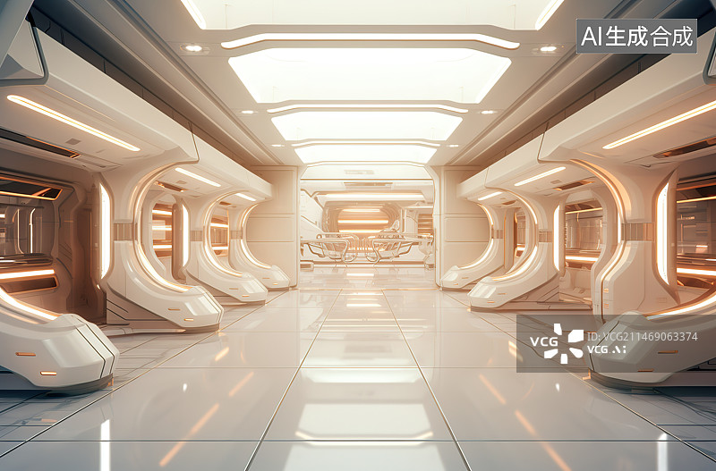 【AI数字艺术】现代建筑内部电梯图片素材