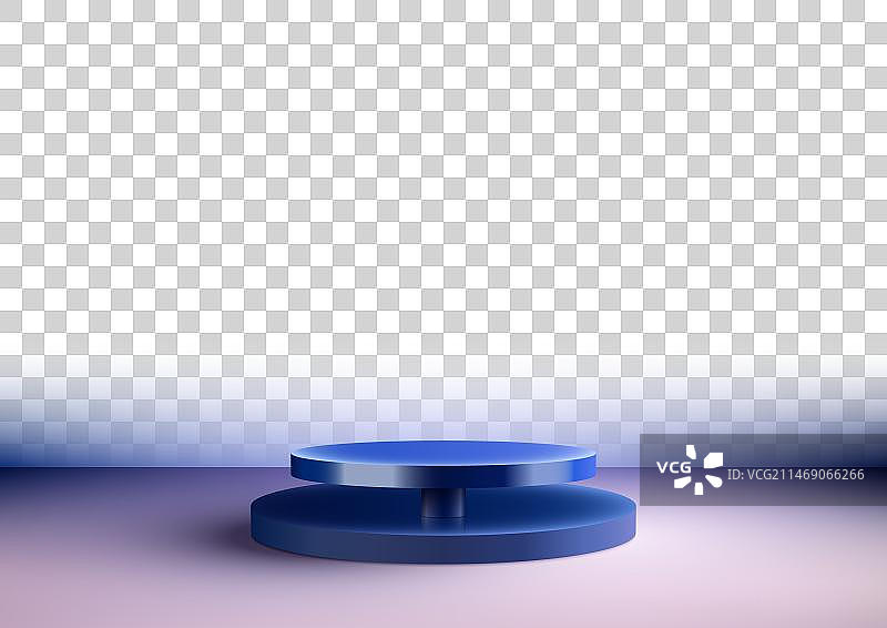 白色背景上的蓝色3D领奖台图片素材