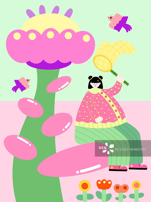 女孩和她的春天图片素材