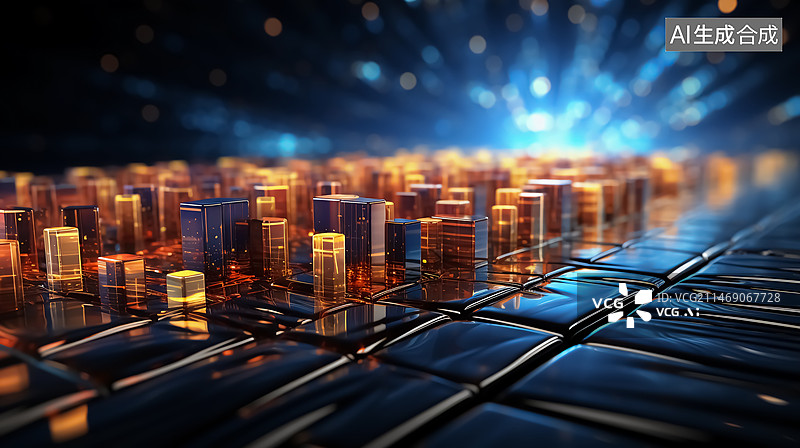 【AI数字艺术】晶体科技概念插画图片素材