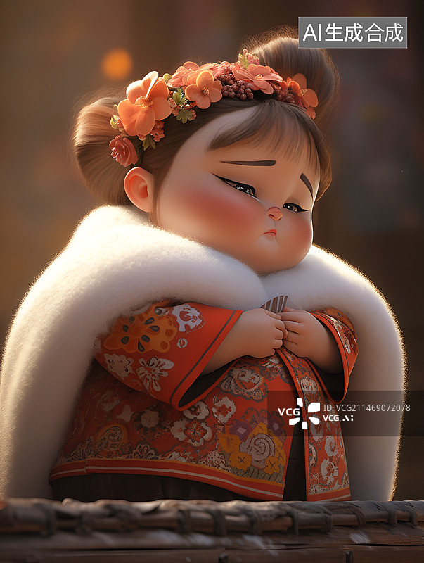 【AI数字艺术】穿棉袄的胖女孩图片素材