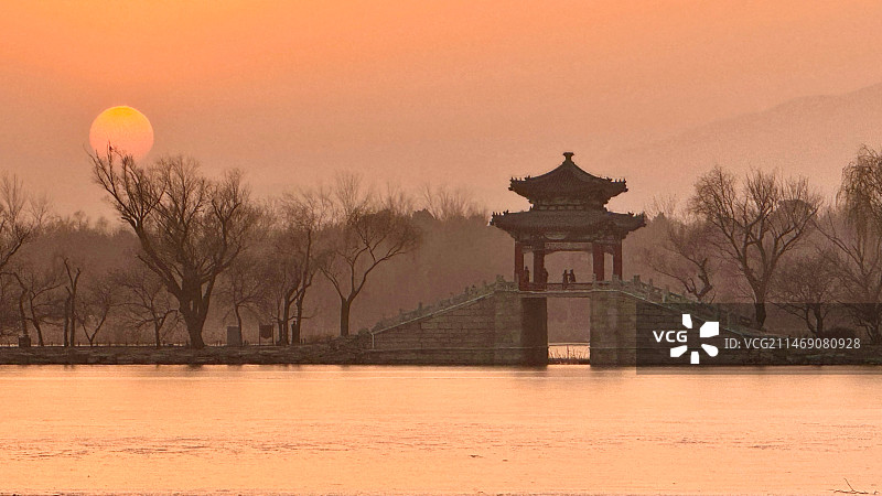 西堤日落图片素材