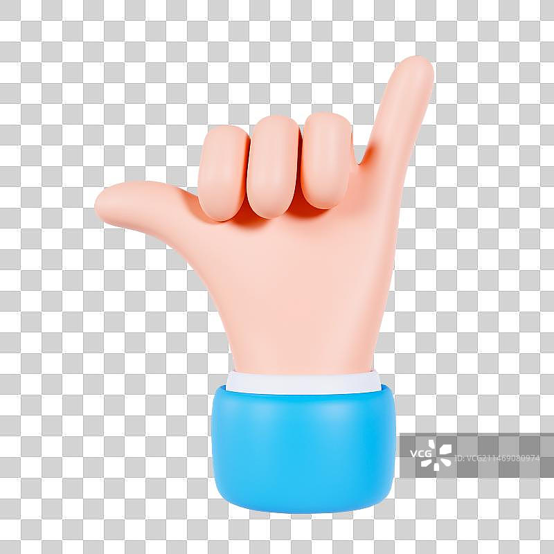 3D渲染的点赞点击手势手指手部模型元素图片素材