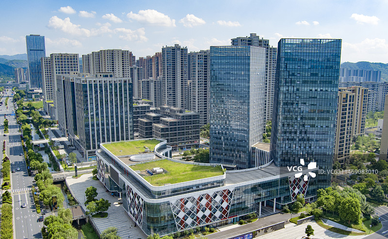航拍杭州临安青山湖科技城图片素材