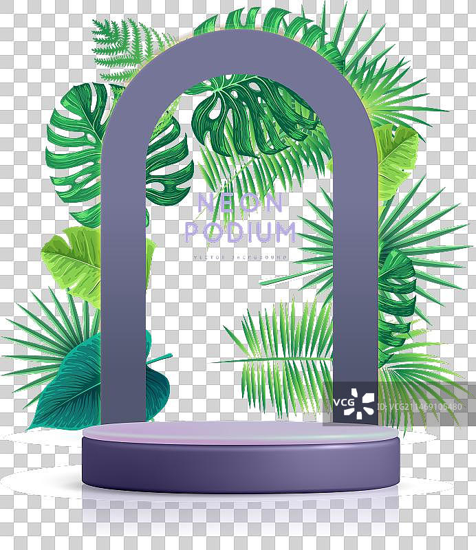 带3D领奖台的荧光展示背景图片素材