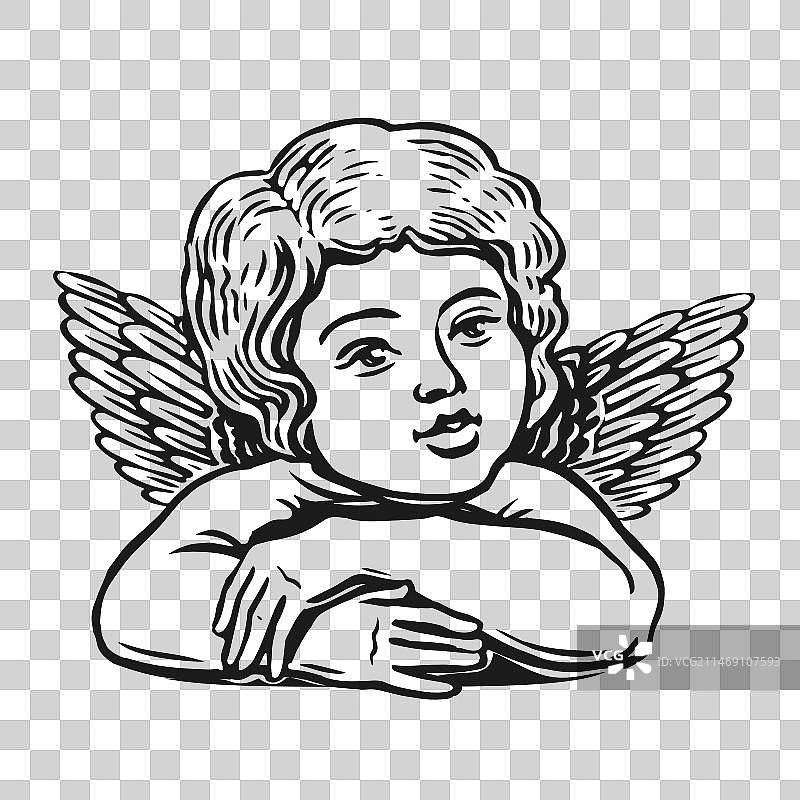 复古风格雕刻中的小天使图片素材