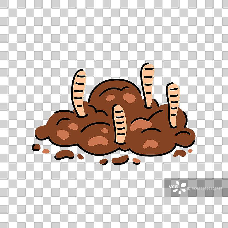 堆肥中的蠕虫彩色线性图标图片素材