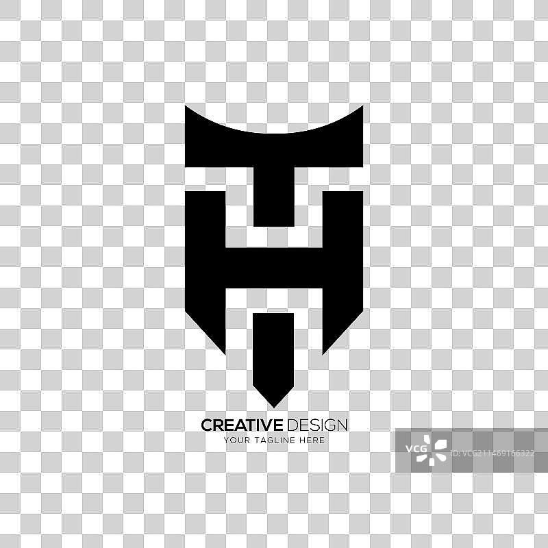 独特的字母TH或HT盾牌形状标志图片素材
