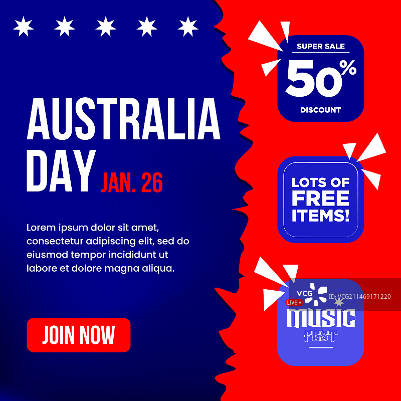 澳大利亚国庆日促销宣传单海报设计图片素材