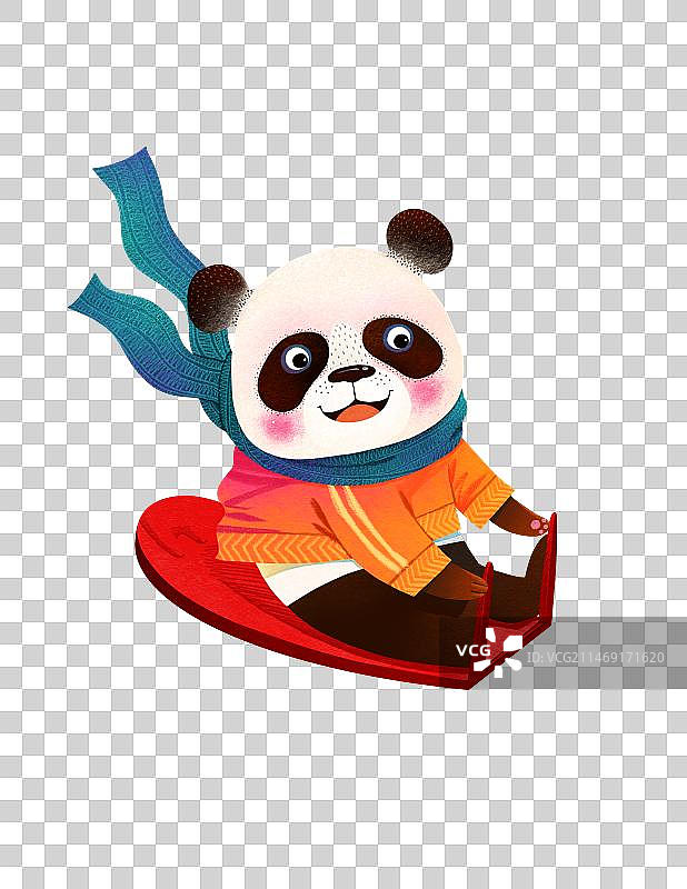 免抠元素 滑雪橇的熊猫图片素材