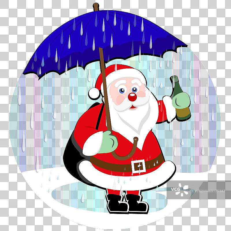 打着雨伞的圣诞老人图片素材
