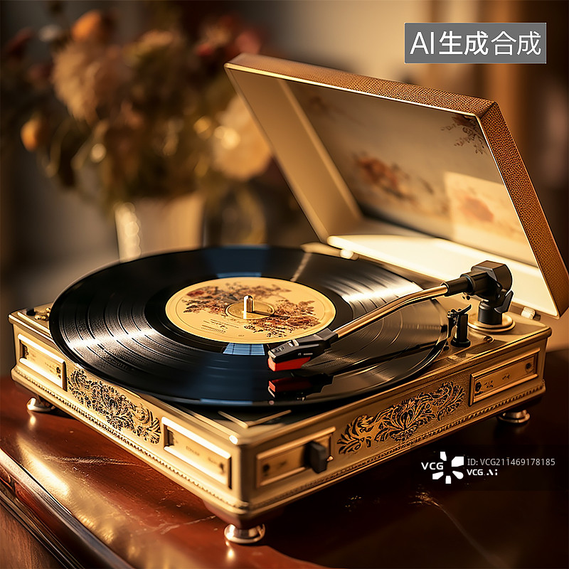 【AI数字艺术】唱片机场景图片素材
