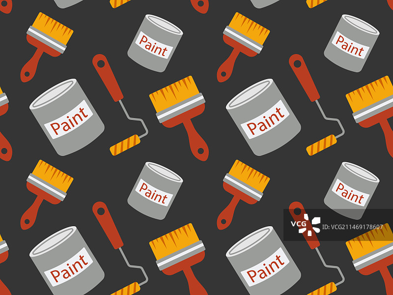 油漆罐和画笔无缝图案图片素材
