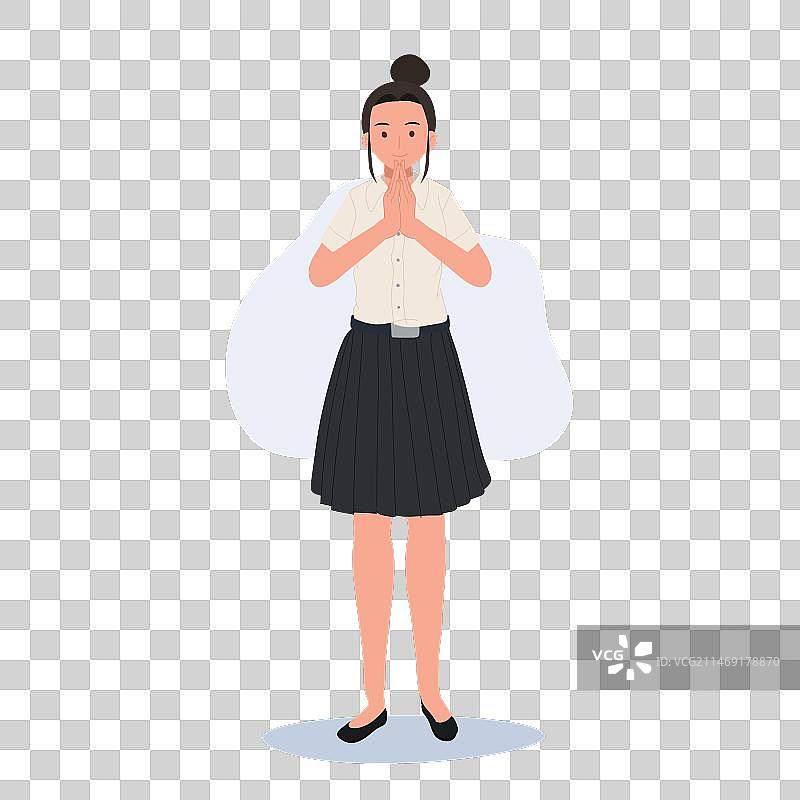 微笑的泰国大学生穿着校服图片素材