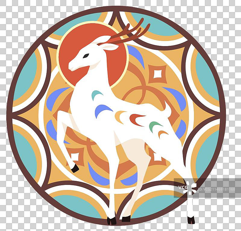 敦煌风九色鹿插画元素图片素材