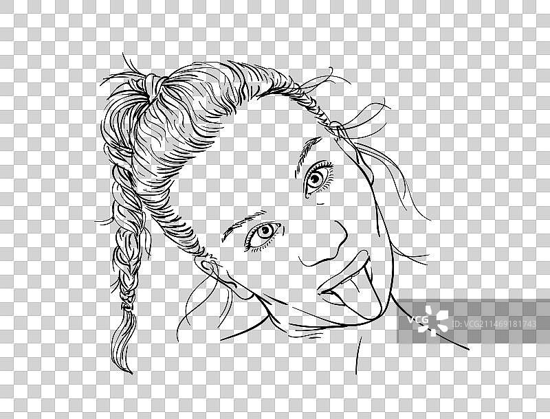 积极的少女肖像素描图片素材