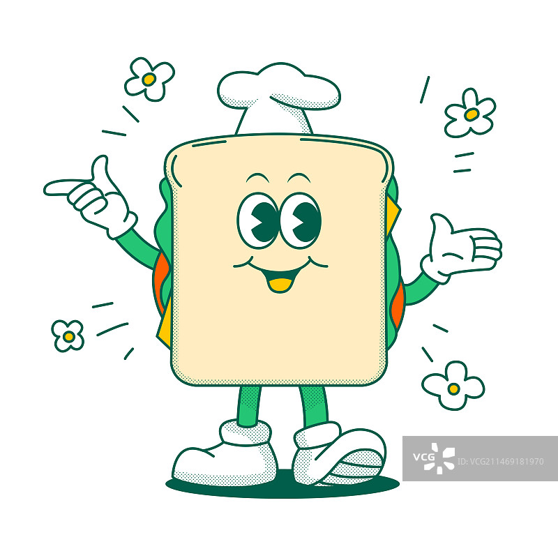 戴厨师帽的三明治面包图片素材