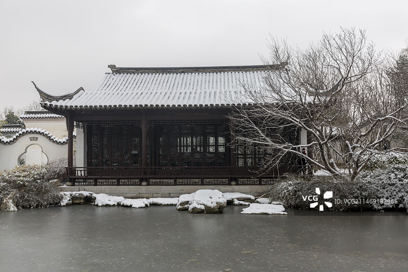 雪后的园林景观图片素材