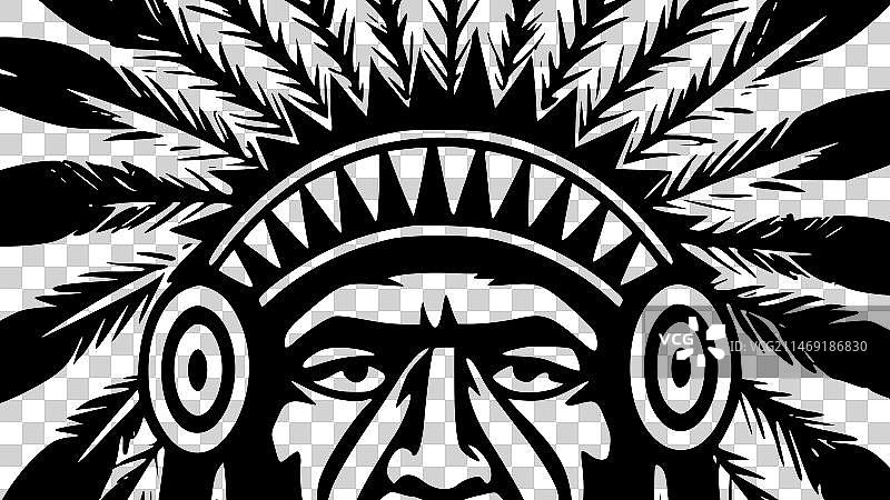 印第安酋长 - 黑白图片素材