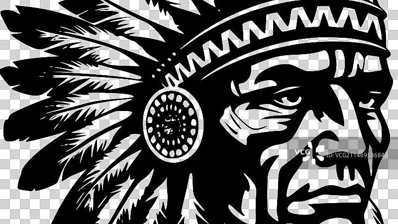 印第安酋长 - 黑白图片素材