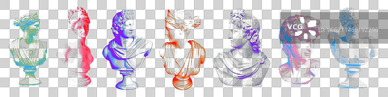 90年代复古半色调雕像胸像图片素材
