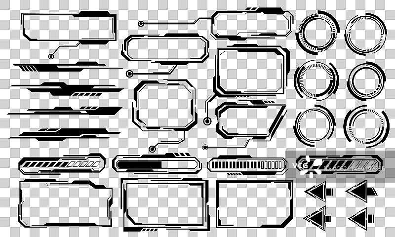 全息网络界面元素黑色线条图片素材