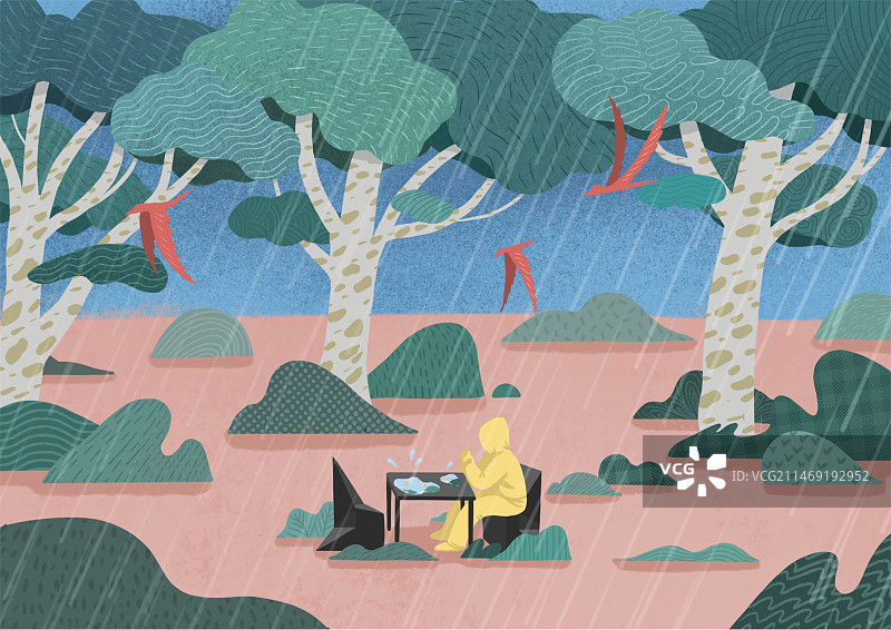 春夏雨天的等待图片素材