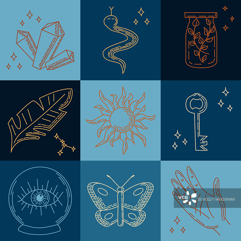 方形神秘轮廓无缝图案图片素材