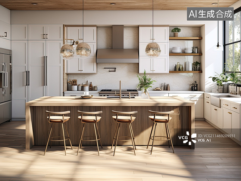 【AI数字艺术】开放式厨房图片素材