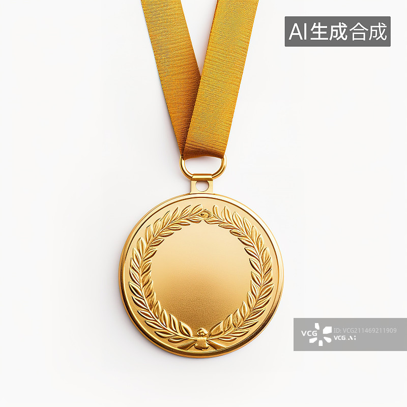 【AI数字艺术】金牌奖牌白色背景图片素材