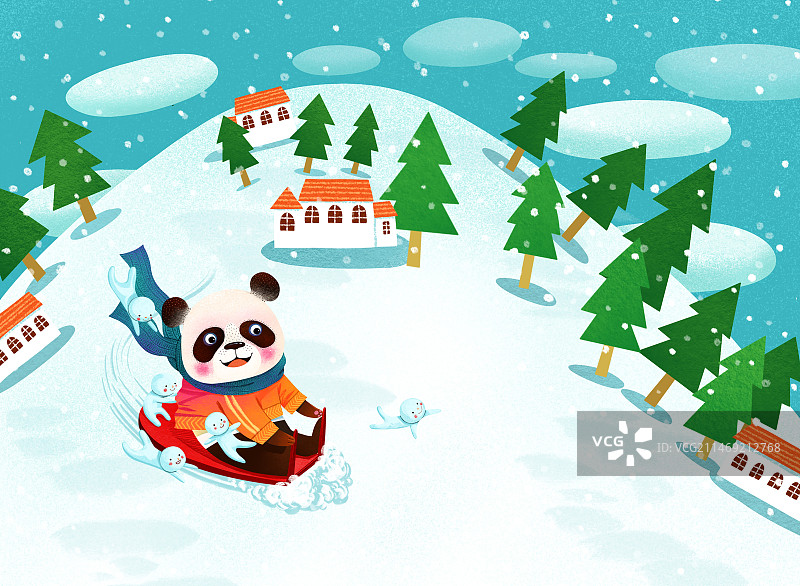 喜欢滑雪的大熊猫图片素材