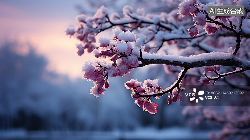 【AI数字艺术】冬天雪中梅花雪景二十四节气大雪图片素材
