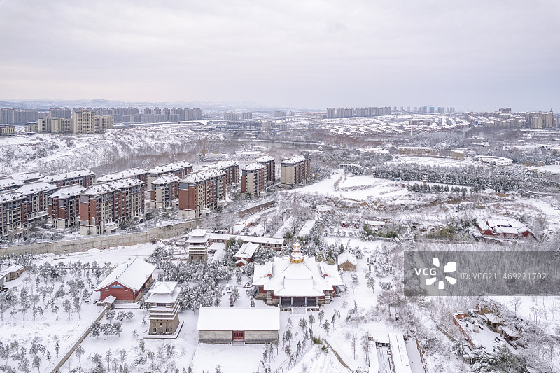 中国河南郑州洞林寺，热电厂雪景图片素材