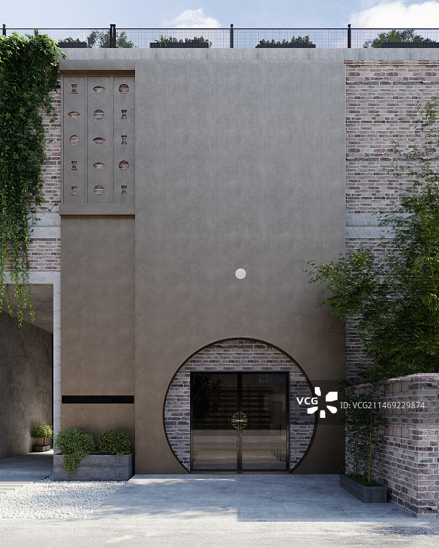 庭院景观，中式景观，门头图片素材