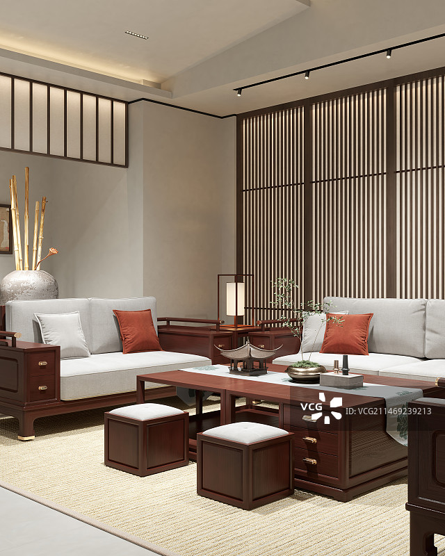 中式家居家具展厅客餐厅图片素材