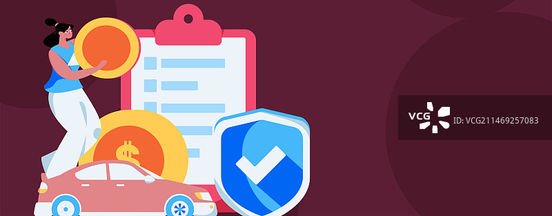 为汽车购买保险扁平人物矢量概念运营插画图片素材