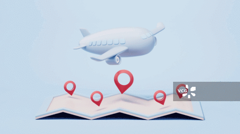 飞机与地图导航循环动画3D渲染图片素材