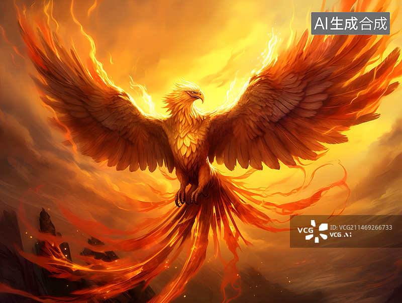 【AI数字艺术】腾飞的凤凰图片素材